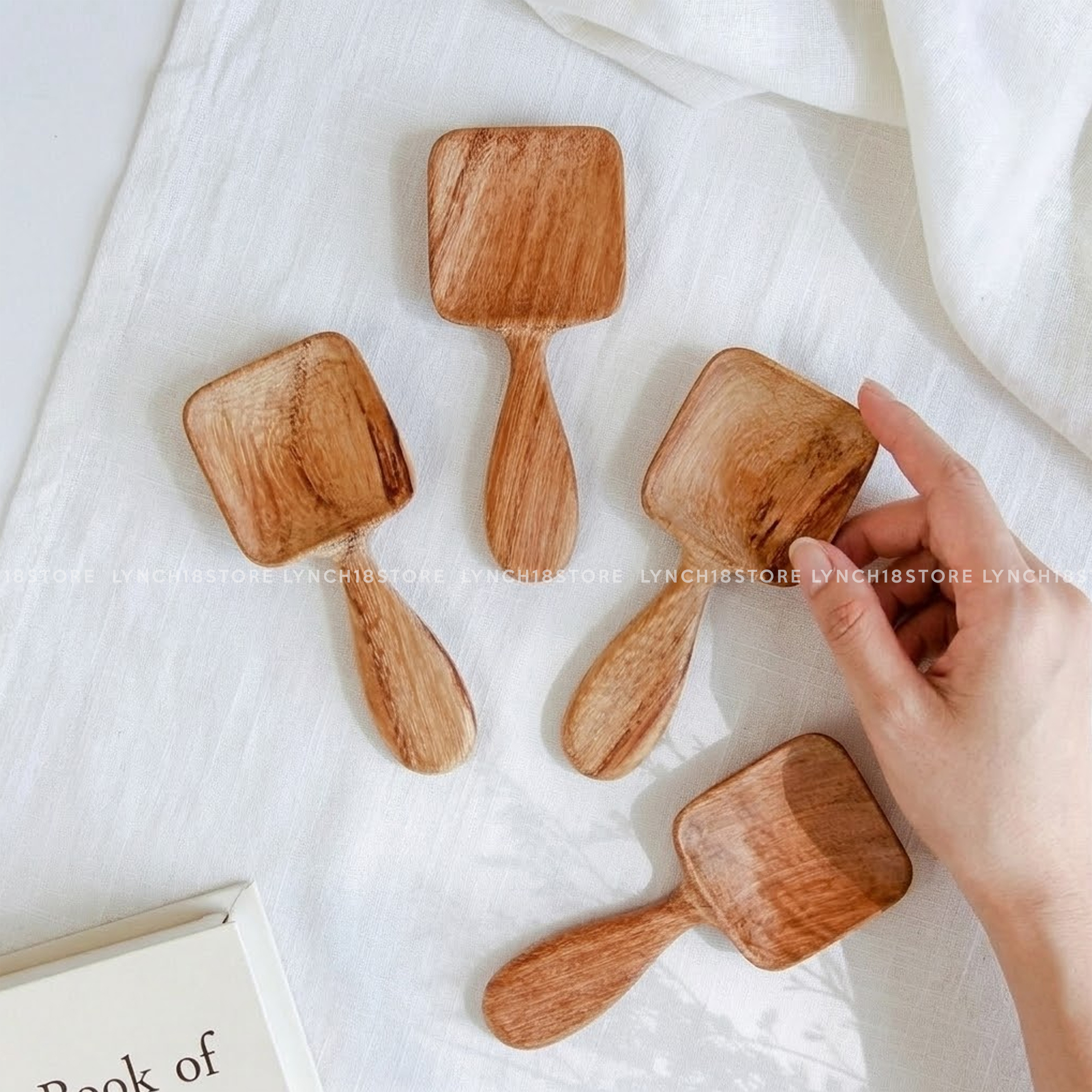 Hand-Carved Wooden Scoop – Doussie Wood Measuring Spoon – Mini Serving Scoop – Handmade Kitchen Utensil