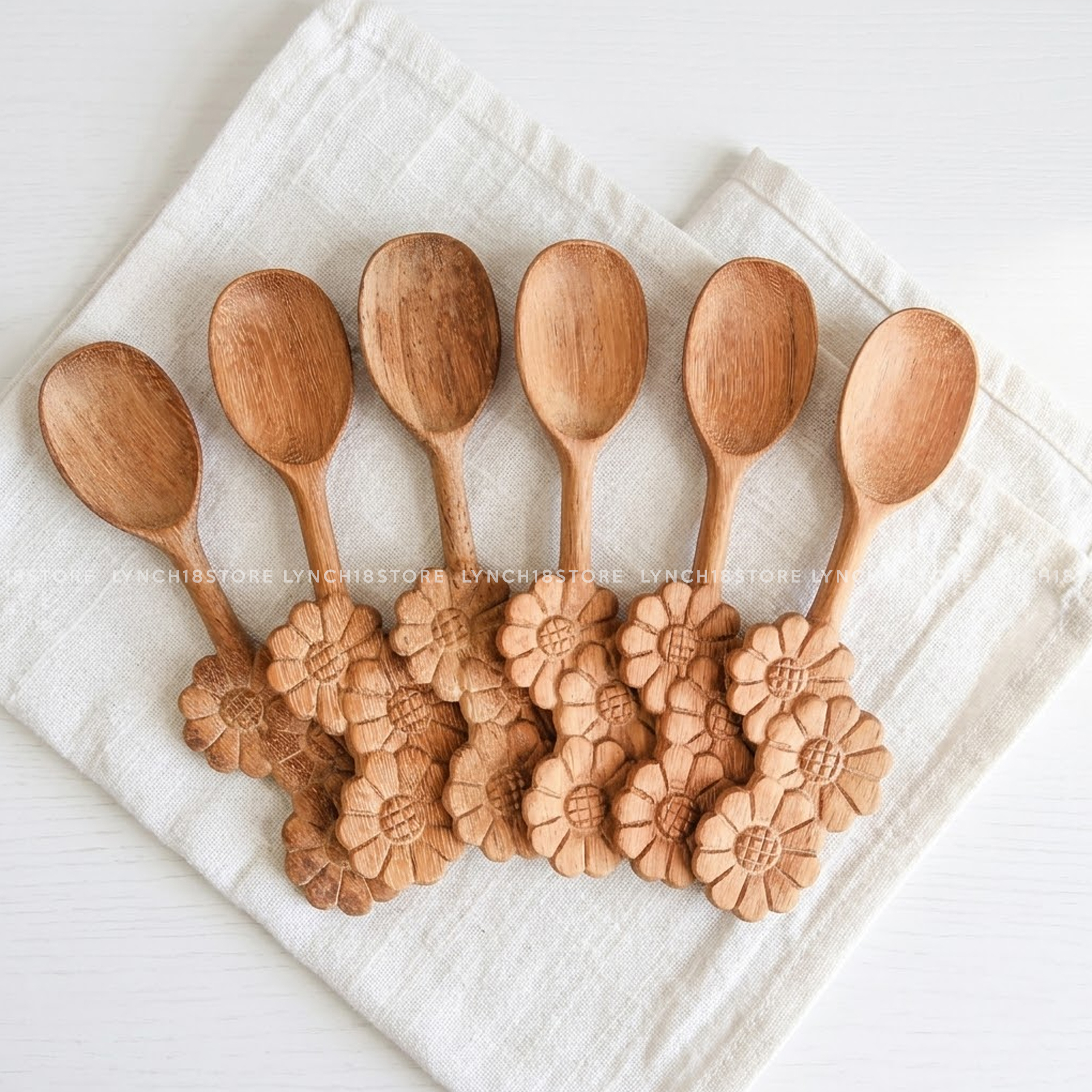 Hand-Carved Flower Wooden Spoon: Personalized Engraved Gift