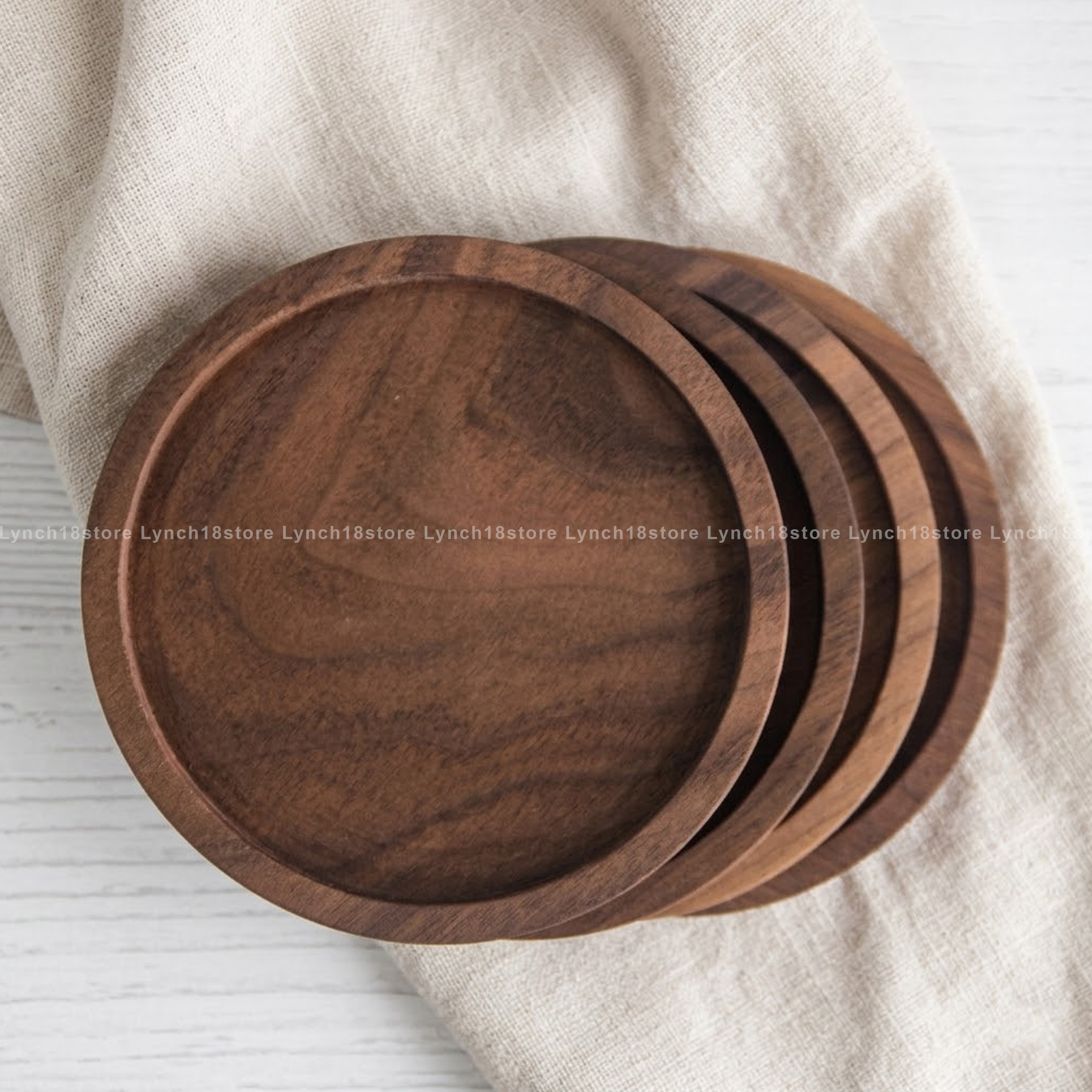 Walnut Wood Coaster Set – Handmade Wooden Drink Coasters, Minimalist Coffee Table Decor, Home & Cafe Accessories